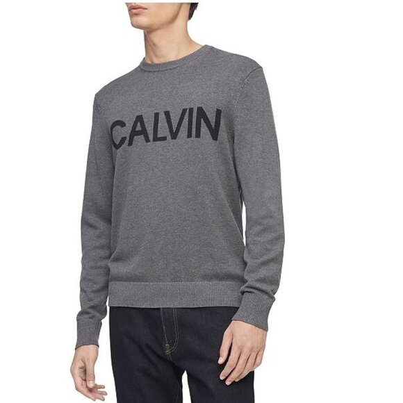 🎁 Calvin Klein Logo Graphic Crew Neck Knit Sweater